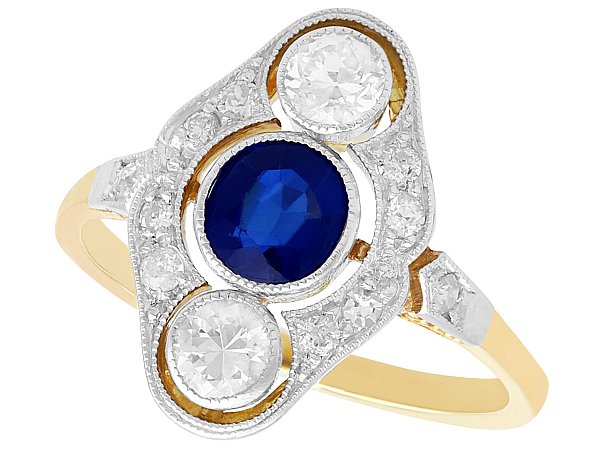 Vintage Art Deco Diamond and Sapphire Ring
