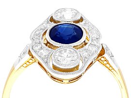 Vintage Art Deco Diamond and Sapphire Ring for Sale