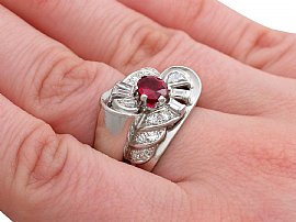 Vintage Ruby & Diamond Ring on Hand