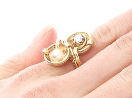 Vintage Pearl and Diamond Ring Wearing