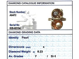Vintage Pearl and Diamond Ring Grading Card