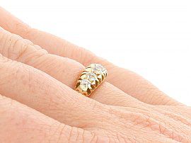 Five Stone Diamond Ring Yellow Gold Wearing Hand