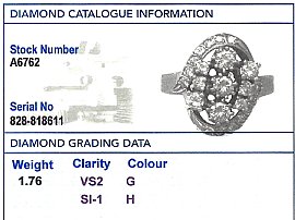 grading card diamond cluster ring