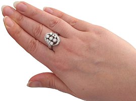 white gold diamond cluster ring wearing