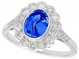 1.29ct Sapphire and 0.56ct Diamond, Platinum Dress Ring - Vintage Circa 1960