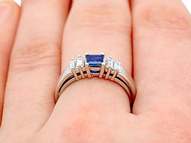 Vintage Diamond and Sapphire Ring Wearing