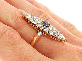 Sapphire and Diamond Marquise Ring Wearing Hand