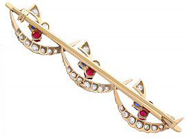 Yellow Gold Brooch with Gemstones