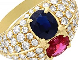 gold ruby and blue sapphire ring