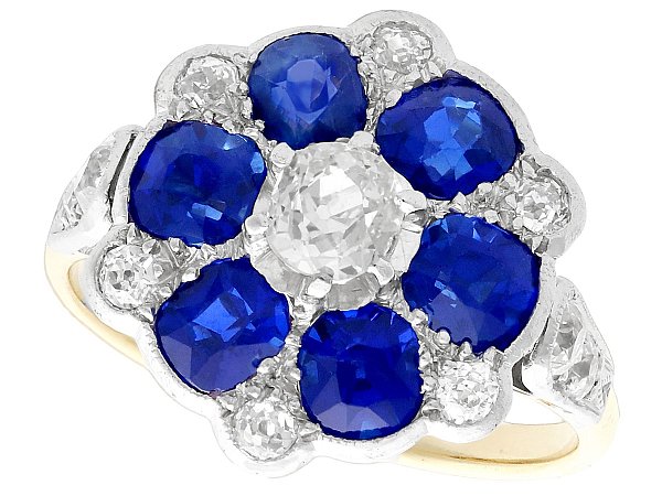 Blue Sapphire and Diamond Platinum Ring