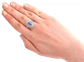 Marquise Sapphire and Diamond Ring Wearing 