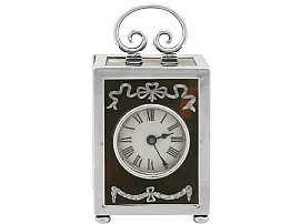 Sterling Silver & Tortoiseshell Boudoir Clock - Antique George V; A7692