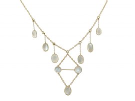 23.40ct Moonstone and 12ct Yellow Gold Necklace - Antique Victorian