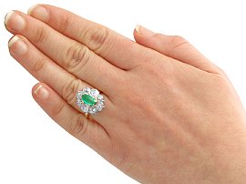 Emerald and Diamond Cluster Ring Wearing