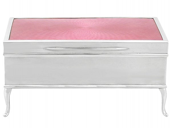 Sterling Silver & Pink Enamel Jewellery Box