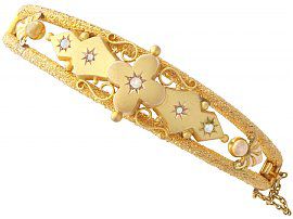 Opal and Diamond, 9ct Yellow Gold Bangle - Antique Victorian