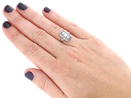 1920s Art Deco Diamond and Sapphire Ring Wearing