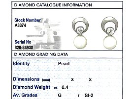 Cultured Pearl Earrings 14ct Gold Grading Card