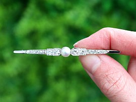 Vintage Pearl and Diamond Brooch Outside