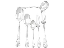 Sterling Silver Canteen of Cutlery for Six Persons - Antique Victorian (1894); A8710
