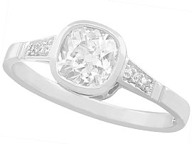 1.07 ct Diamond and 14 ct White Gold Solitaire Ring - Antique Circa 1920
