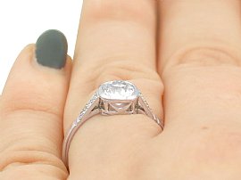 Antique Old European Cut Diamond Engagement Ring Wearing 
