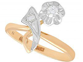 0.17ct Diamond and 14ct Yellow Gold Dress Ring - Contemporary Russian Circa 2000