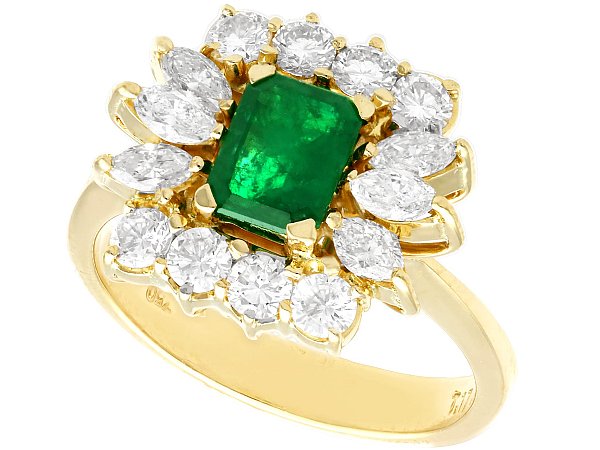 Yellow Gold Emerald and Diamond Ring 