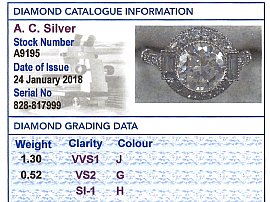 Platinum and Diamond Halo Ring Grading Card