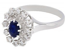 Small Sapphire and Diamond Cluster Ring