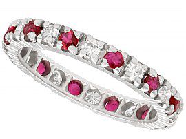 0.20ct Ruby and 0.16ct Diamond, 18ct White Gold Eternity Ring - Vintage Circa 1970