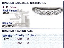 platinum full diamond eternity ring grading card