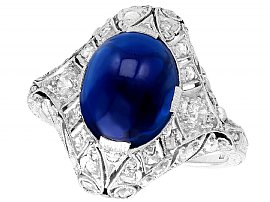 5.21ct Sapphire and 0.45ct Diamond, Platinum Dress Ring - Antique Circa 1930