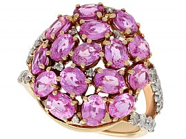 3.99ct Pink Sapphire and 0.40ct Diamond, 18ct Yellow Gold Dress Ring - Contemporary Circa 2000