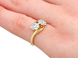 Floral Diamond Twist Ring on Hand
