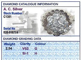 18k gold diamond ring grading card