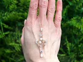 Natural Pearl and Diamond Pendant Outside