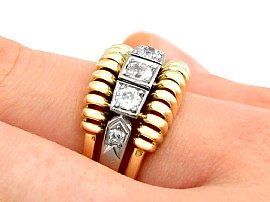 vintage yellow gold diamond ring wearing