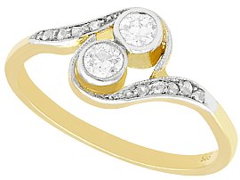 0.31ct Diamond and 14ct Yellow Gold Twist Ring - Antique Circa 1920