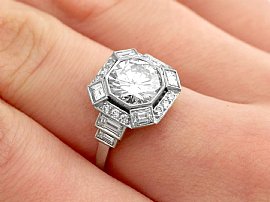 Art Deco Style Diamond Ring On hand 