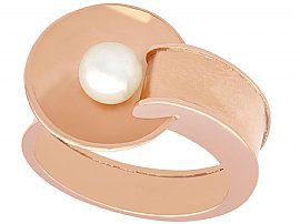Pearl and 14ct Rose Gold Ring - Vintage Circa 1940
