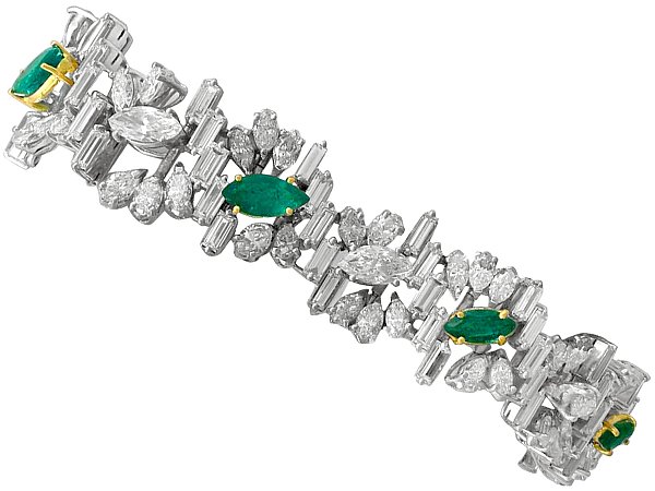 Vintage Emerald and Diamond Bracelet for Sale