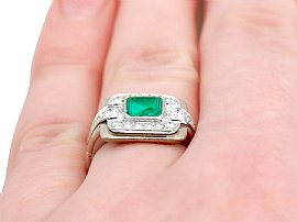Vintage Emerald and Diamond Ring Finger Wearing
