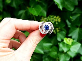Ceylon Sapphire Ring with Diamonds Outside 