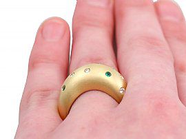 Chunky Gold Ring on Finger