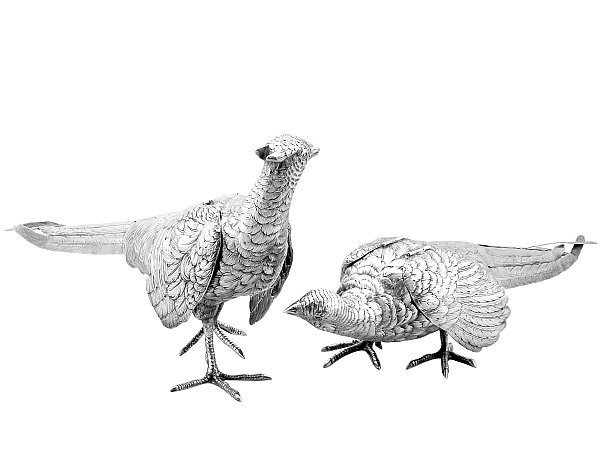 Silver Pheasants Ornament 