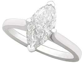 1.41ct Diamond and 18ct White Gold Solitaire Ring - Vintage 1986