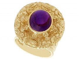 3.77ct Amethyst and 9ct Yellow Gold Dress Ring - Vintage 1972