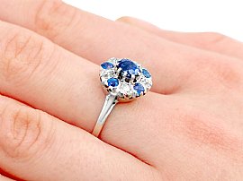 Wearing Sapphire and Diamond Cluster Ring Antique