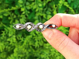 Victorian Pearl Brooch with Diamonds Outside